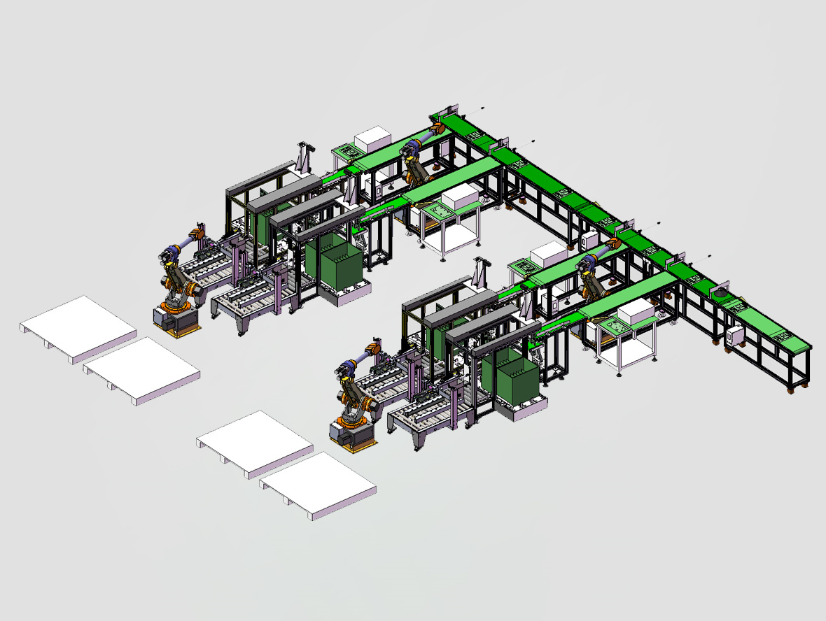 机器人打包分类码垛生产线